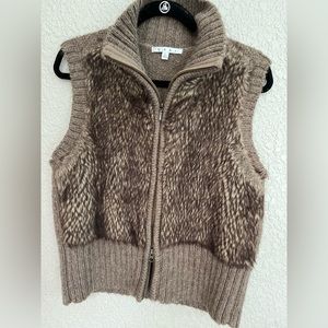 Cabi Faux Fur Full Zip Sweater Vest
